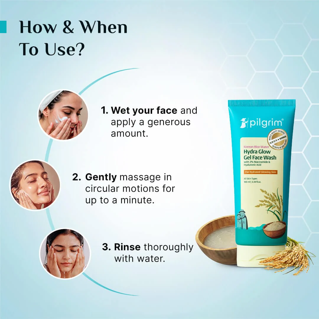 Korean Rice Water Hydra Glow Gel Face Wash - Image 5