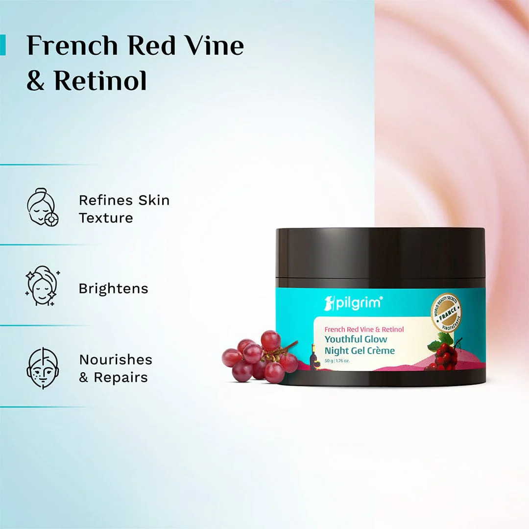 French Red Vine & Retinol Youthful Glow Night Gel Creme - Image 3